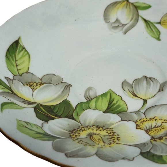 AYNSLEY England DOGWOOD Pattern Light Blue Cup & Saucer Magnolia Flowers - Picture 6 of 12